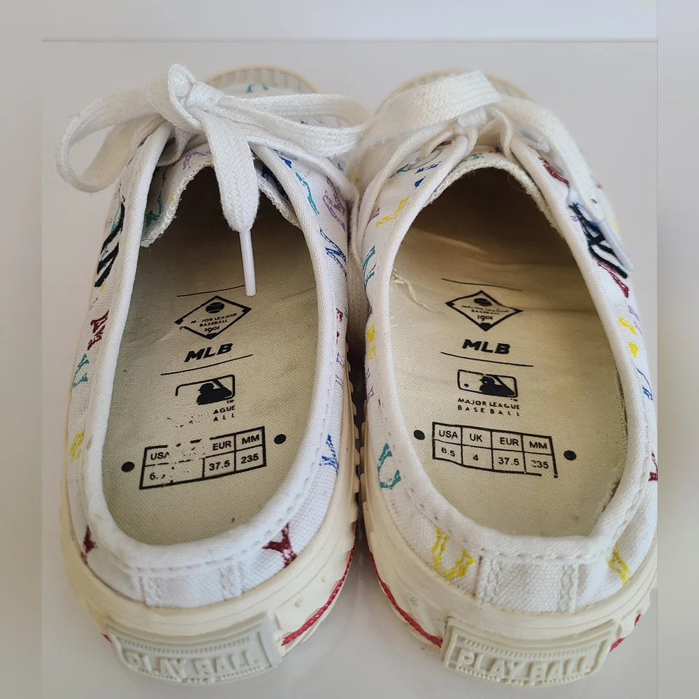 MLB Play‎ Ball Shoes Woman’s Size 6.5 US, Mule Monogram NY Yankees White - Picture 7 of 9
